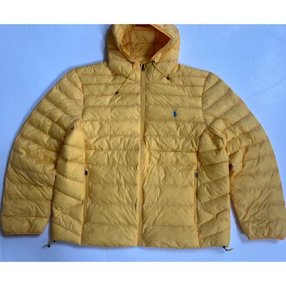 Polo Ralph Lauren Yellow Packable Puffer Jacket Water Repellent Men’s 2XL NWT - Picture 10 of 16
